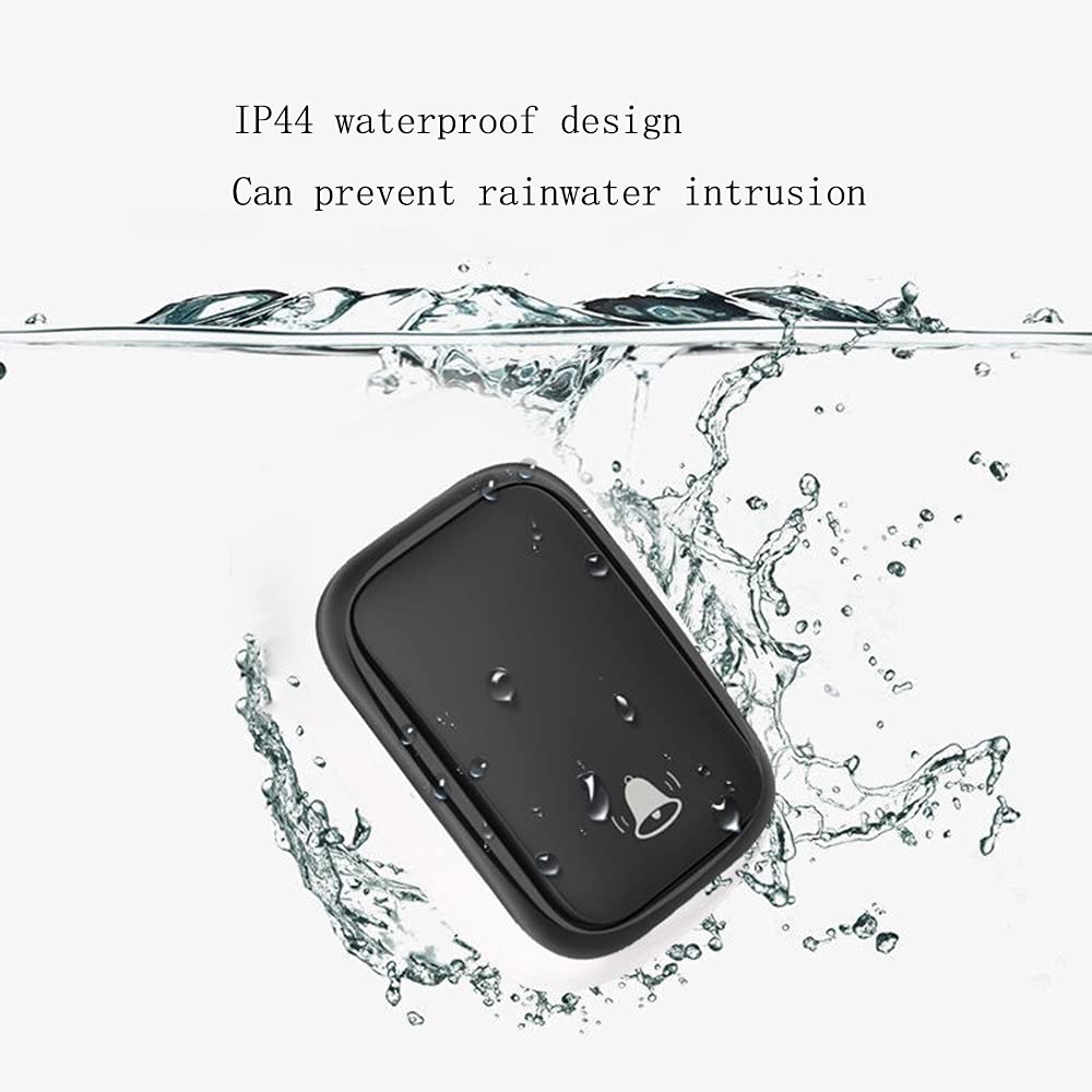 Timbre Inalámbrico Timbre Autoalimentado Inalámbrico Operado a 150 M De Alcance, Timbre Impermeable IP44, 60 Campanillas Fuertes con Luz LED Intermitente, Negro