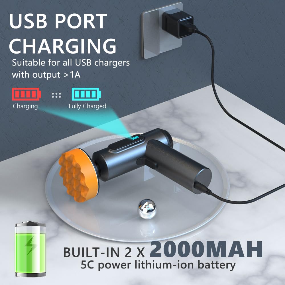 Lucidatrice per auto senza fili, macchina lucidatrice con batteria ricaricabile da 4000 mAh, lucidatrice e buffer per auto con velocità di 20000 giri/min, 3 tamponi per lucidatura, per