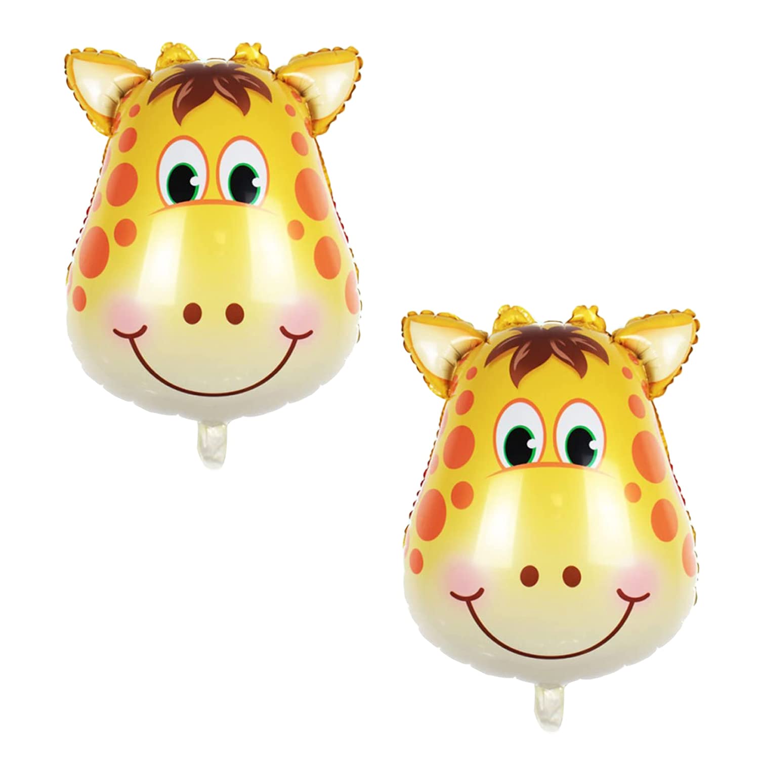 RasuDecor 2Pcs 25” Giraffe Head Giant Zoo Animals Forest Jungle Safari Theme Mylar Foil Balloons Lion Tiger Monkey Cow Elephant Zebra Donkey Wedding Birthday Party Decorations #RasuImpex (GiraffeHead-2Pcs)