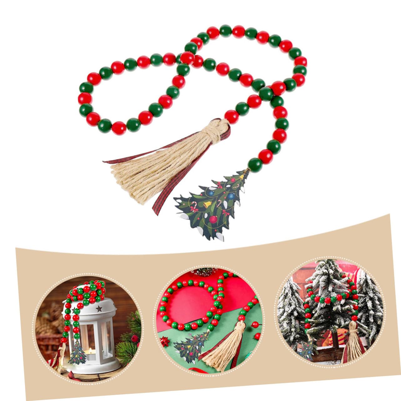 Ciieeo 5st Weihnachtsperlen Aus Holz Heimdekoration Weihnachtskranz Weihnachtsdekorationsset Weihnachtsperlengirlande Rote Quaste Weihnachten Perlenquaste Im Weihnachtsstil Hanfseil