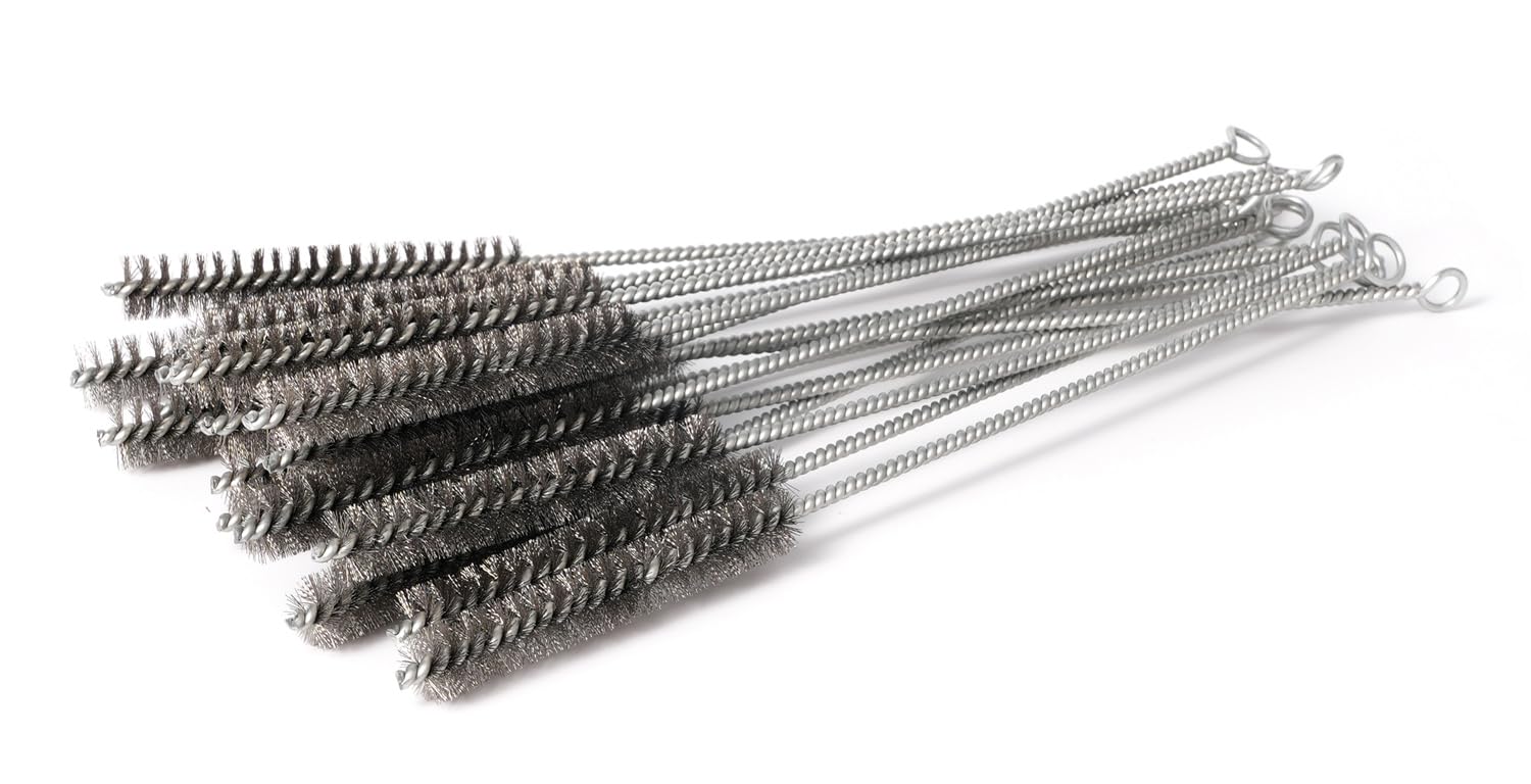 Zestaw szczotek do czyszczenia rur 30,5 cm z włosiem ze stali nierdzewnej, zestaw szczotek z drutu stalowego, do polerowania części samochodowych, obróbki, butelek, rur itp