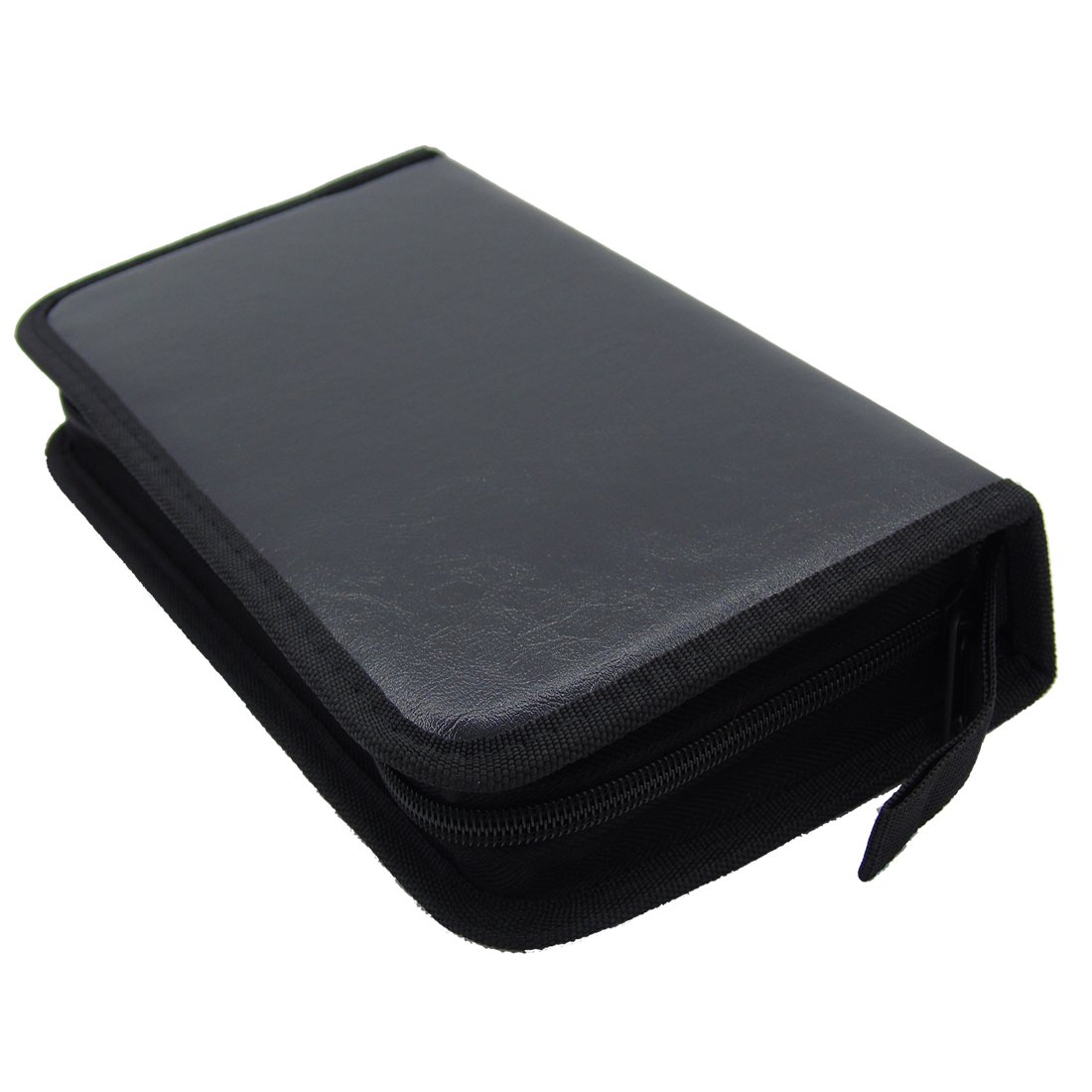 Grosun Black PU Leather CD DVD Storage Cases Portable Wallet Bags Holder for 80 Discs Capacity
