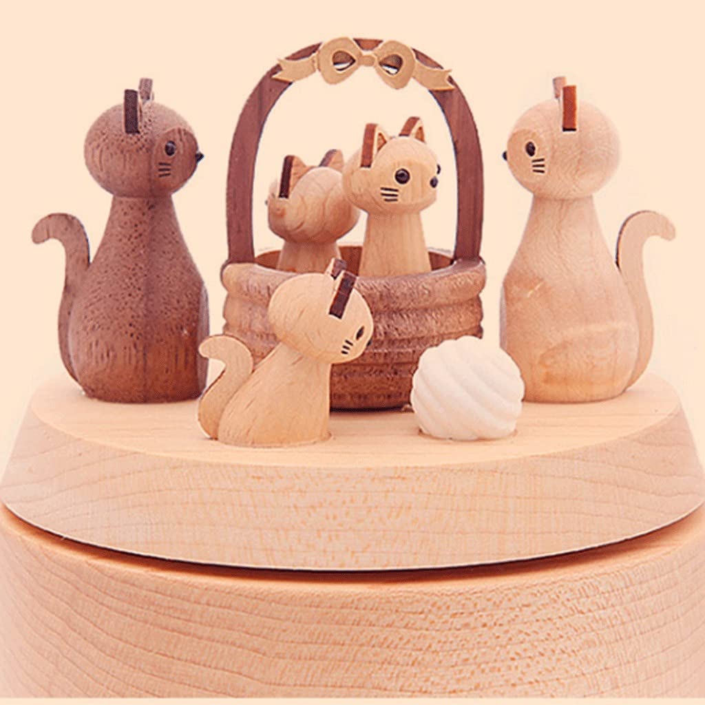 Spieluhr Spieluhren Hölzerne Musikbox Rotierende Musical Box Kreative Katze Music Boxs Geeignet für Freunde Paare Geburtstag Weihnachten Valentinstag Einzugsgeschenk