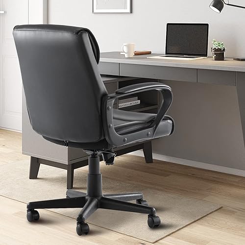 Miniatura 8 de HOMEFLA Silla de oficina en casa, silla de escritorio para computadora de oficina con reposabrazos ajustable de altura/inclinación, silla giratoria