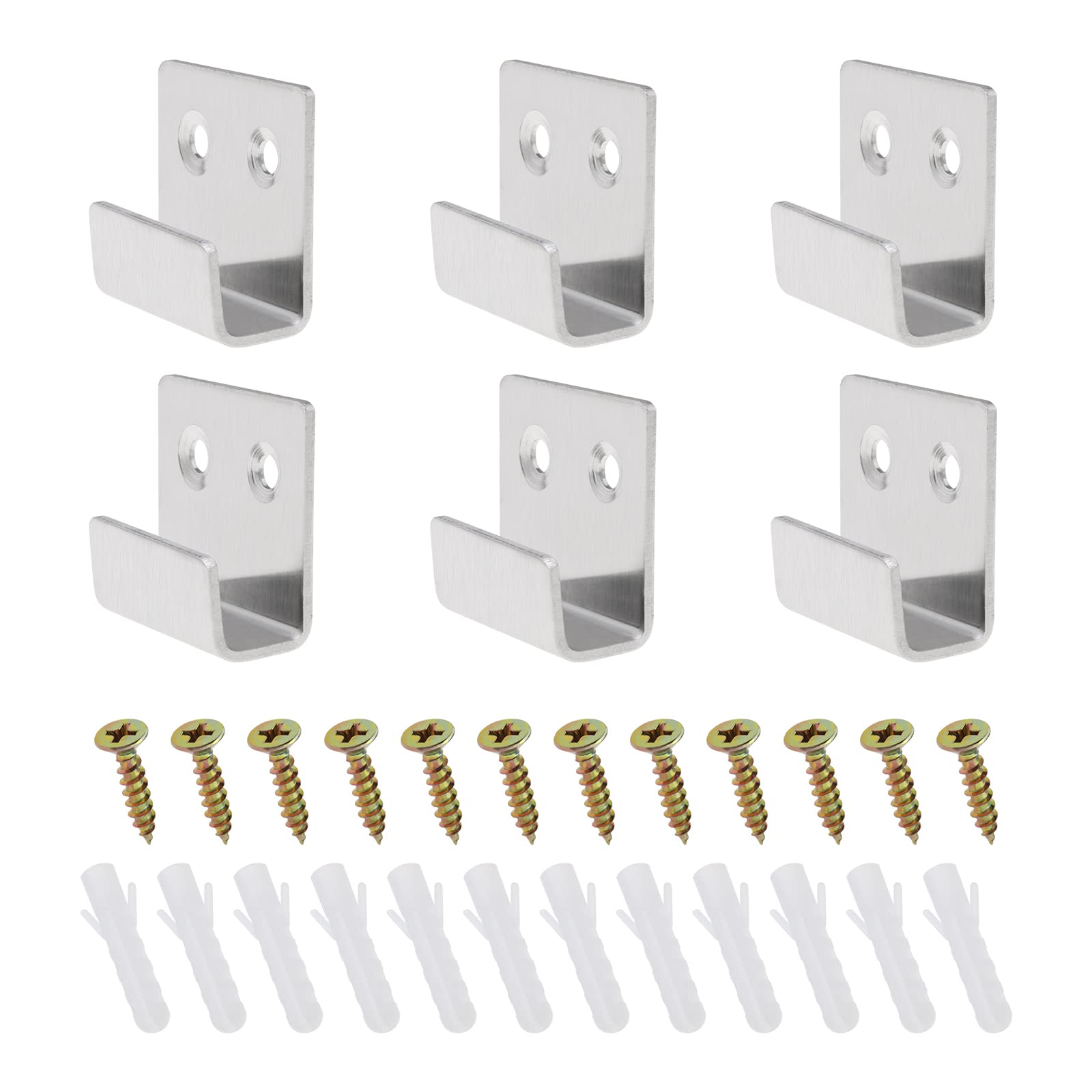 Emagtech Silver 20Pcs Ceramic Tile Display Bracket Stainless Steel Wall Mount Heavy Duty Hook Board Holder For Hanging Picture Mirror 16Mm Groove Inner Width