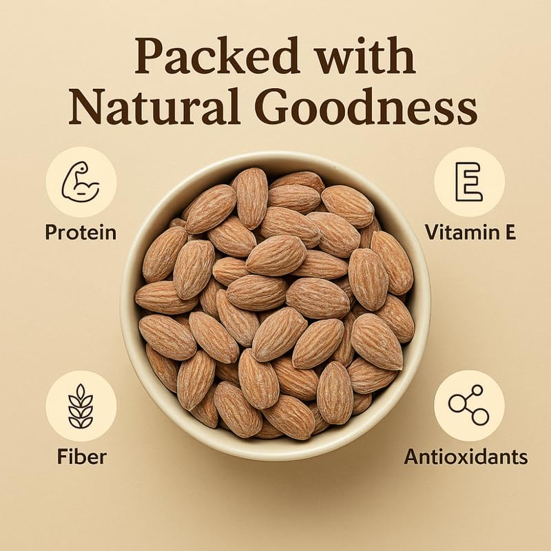 Image of Vbalaa Salted Almonds 200gm | Lightly Roasted & Salted | Crunchy & Healthy Snack | 100% Natural & Pure | Rich in Nutrition | Ideal for Snacking & Gifting