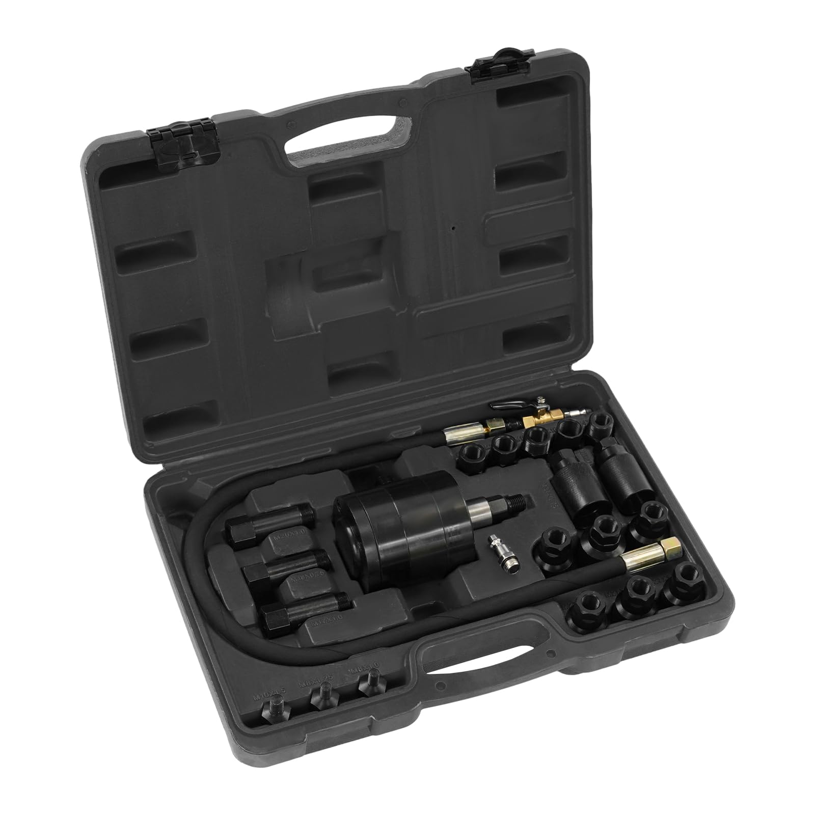 Extractor de inyectores neumáticos, 23 piezas, inyectores diésel, extractor con adaptador, para quitar inyectores de motores diesel (negro)
