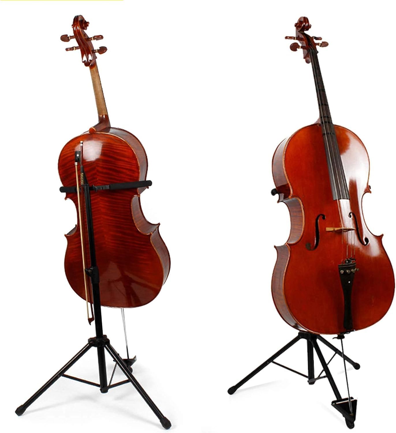 Soporte para violonchelo robusto y plegable y duradero para instrumentos musicales, accesorios con almohadillas antideslizantes, ranura triangular, cubierta de goma suave, fácil de transportar