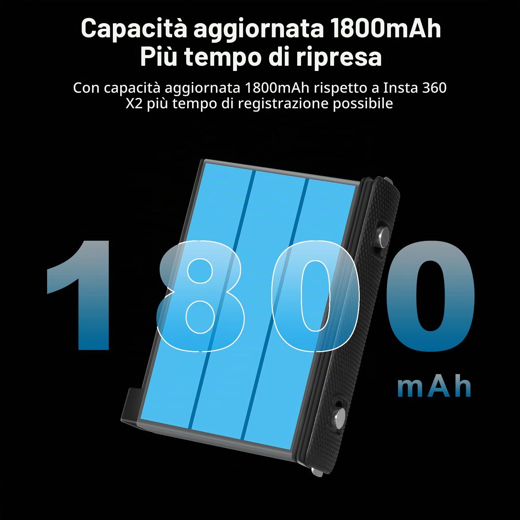 COOLSHOW Action Camera X3 Batteria 1800mAh 2 pezzi e X3 Caricabatterie Triplo con Type-C e Micro USB di ricarica Compatibile con X3 fotocamera (Sostituzione della X3 Batteria)