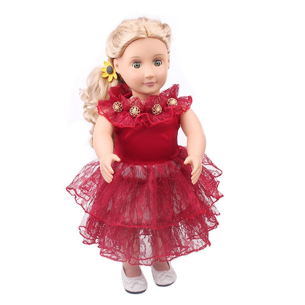 MYADDICTION Sweet Doll Clothing Tulle Dress Skirt for 18'' American Doll Dark Red