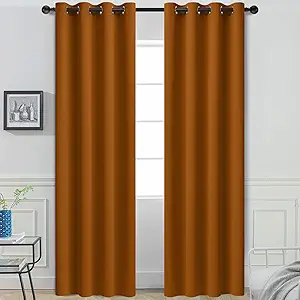 Yakamok Burnt Orange Curtains 84 Inches Length Blackout Curtain for Bedroom-Orange Room Darkening Thermal Insulated Grommet Drapes for Living Room, 52W x 84L, 2 Panels