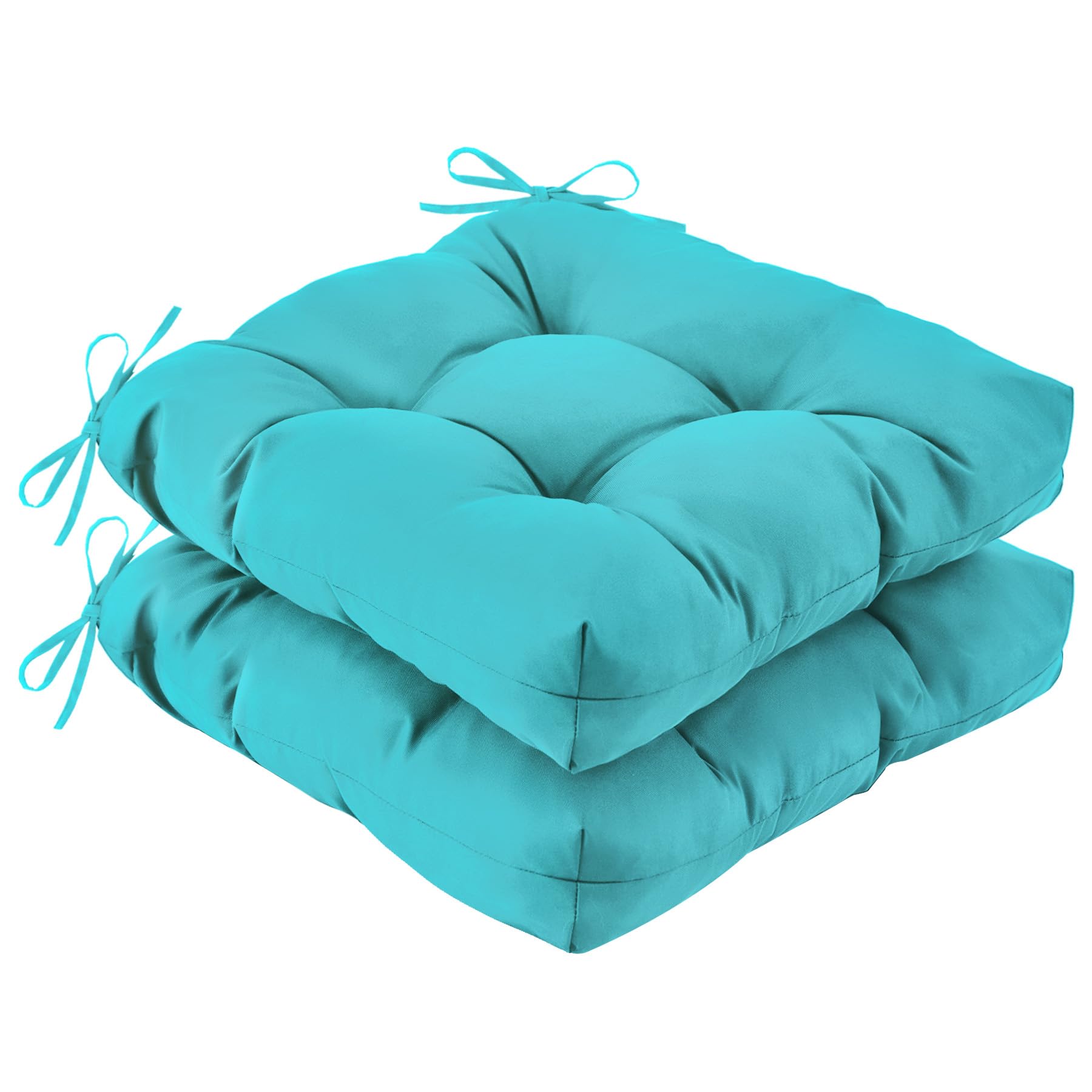 Photo 1 of IASEAHK Outdoor Chair Cushions Set of 2, 19" x 19" x 5", Waterproof Outdoor Seat Cushions for Patio Furniture, Fade-Resistant Patio Chair Cushion, Dining Wicker Chair Pads for Porch Garden, Teal