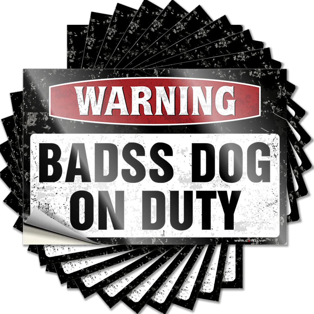 Cool Spring Lettering Sticker - Warning Badass Dog On Duty Removable Decal Door Easy Peel for Things(8X12CM)