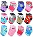 Deluxe Non No Skid Anti Slip Slipper Ankle Socks For Baby,Toddler,Kids,Boys,Girls (Shoe size:5.5-8, 12 Pack/Assorted)