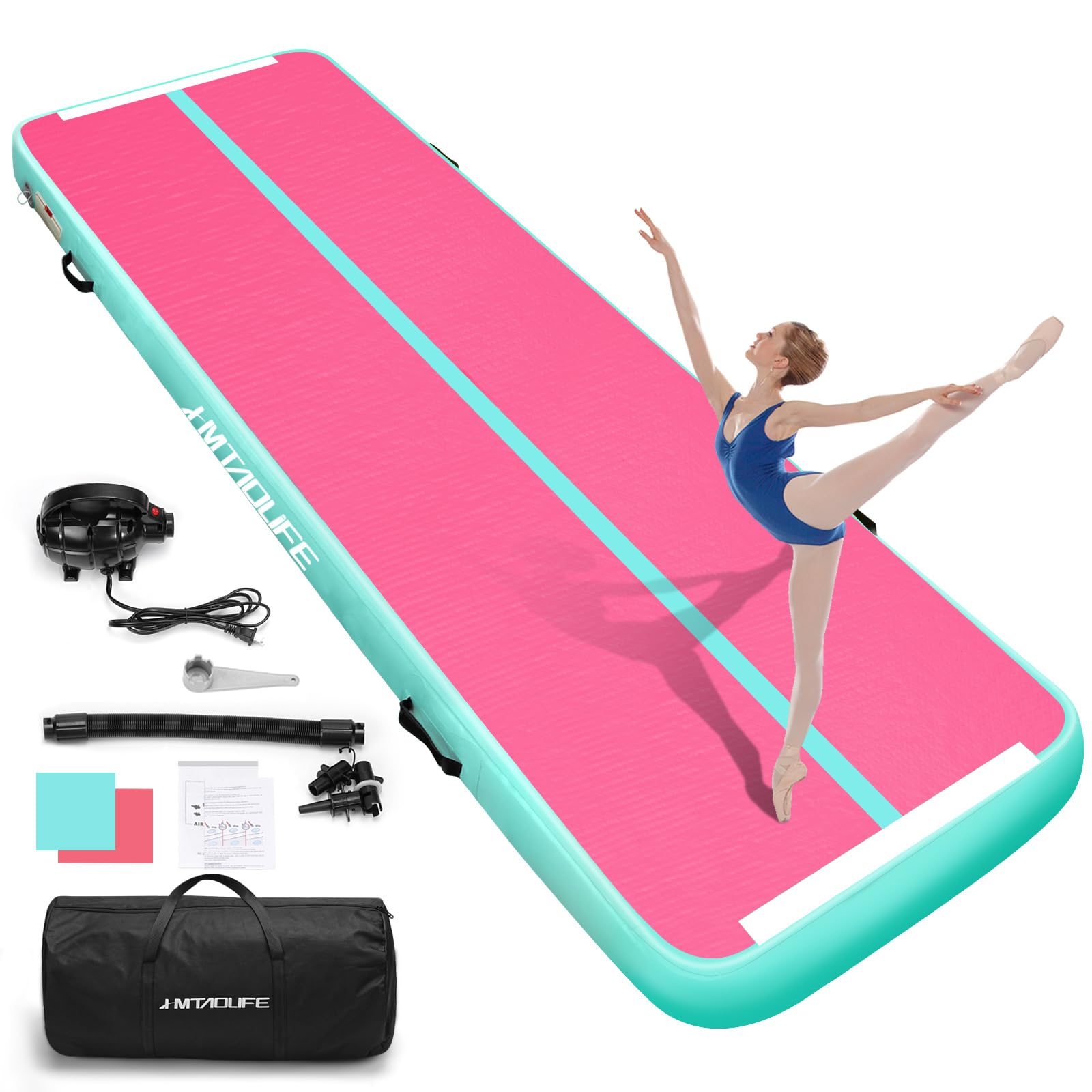 Inflatable Air Gymnastics Mat Tumble Track, Tumbling Mat  Air Tumbling Track, Air Training Mat with Air Pump for Home/Water