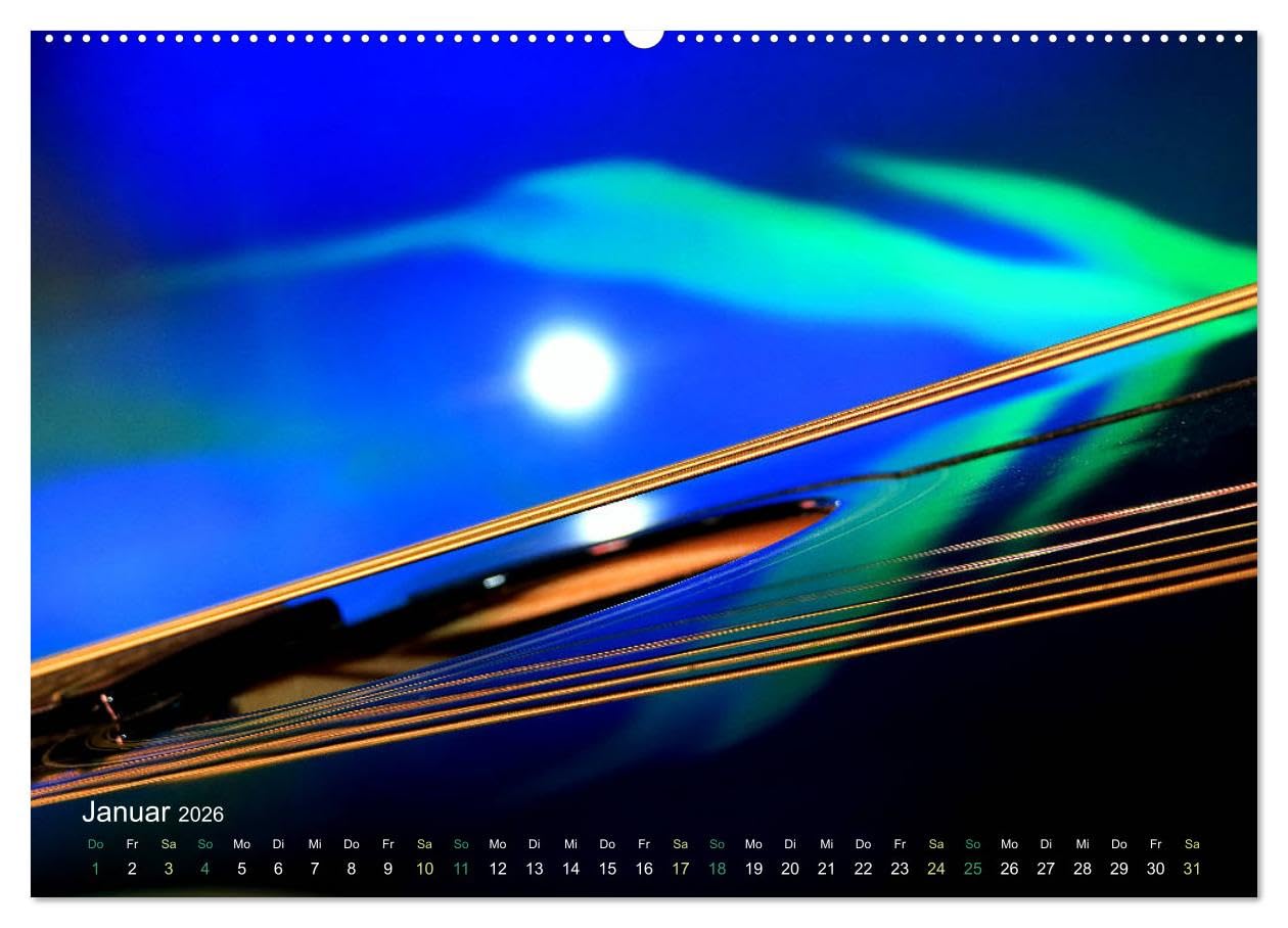 SPOTLIGHTS - Gitarren im Scheinwerferlicht (Wandkalender 2026 DIN A2 quer), CALVENDO Monatskalender: Surreale Reflexionen des Bühnenlichts (CALVENDO Kunst)