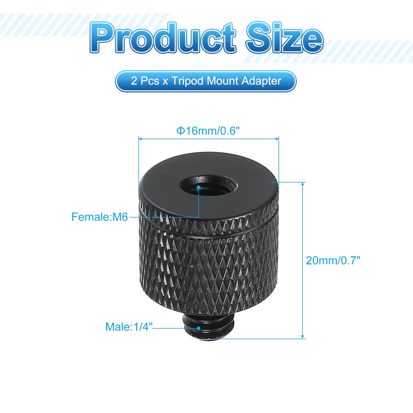 PATIKIL Adattatore Vite Treppiede M6 Femmina a 1/4" Maschio, 2Pz Vite per Microfono Vite Fotocamera Convertitore a Doppia Testa per Supporto Microfono Accessori Braccio Magico