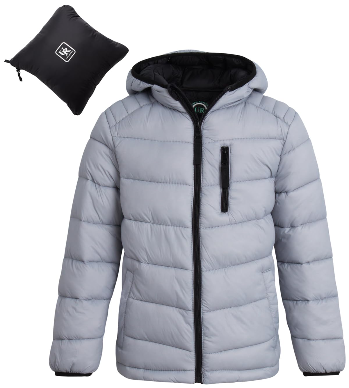 URBAN REPUBLIC Boys Puffer Jacket - Packable Warm Insulated Hooded Boys Winter Coat with Pockets (Sizes 4-20)