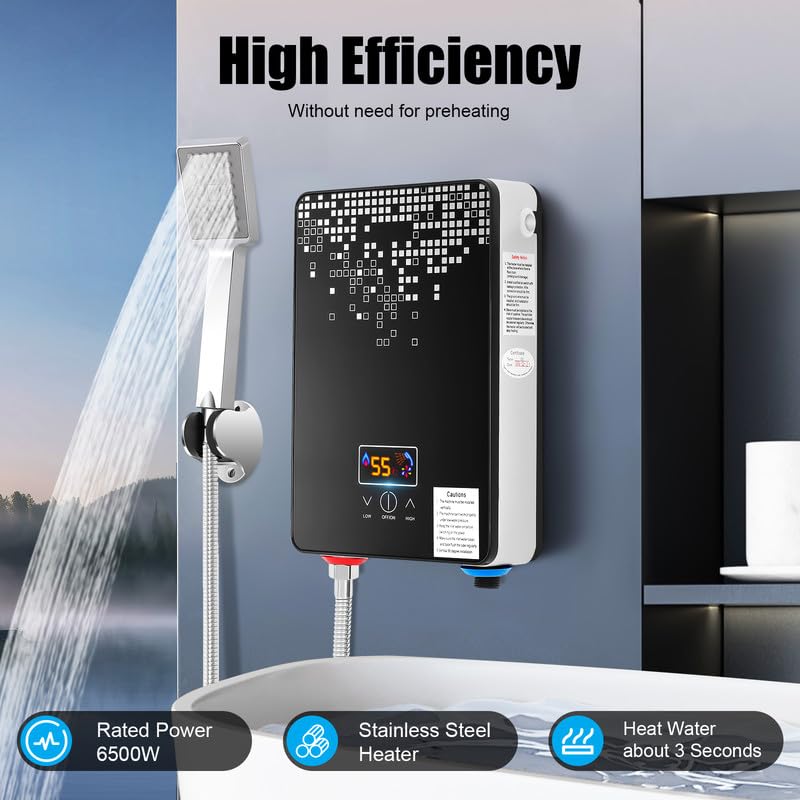 Calentador De Agua Eléctrico Compacto Para Montaje En Pared, Termo Eléctrico Con Indicador LED Para Cocina Y Baño, Negro