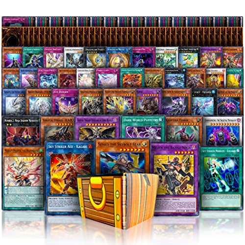 Golden Groundhog Yugioh 150 Card Lot - Featuring A Mix of 15 Rares and 15 Holos - Includes Treasure Chest Storage Box
