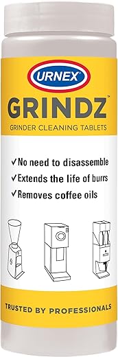 Urnex Grindz Professional Coffee Grinder Cleaning Tablets - 430 Grams - All Natural Food Safe Gluten Free - Cleans Burr and Casing - Help Extend Life of Your Grinder