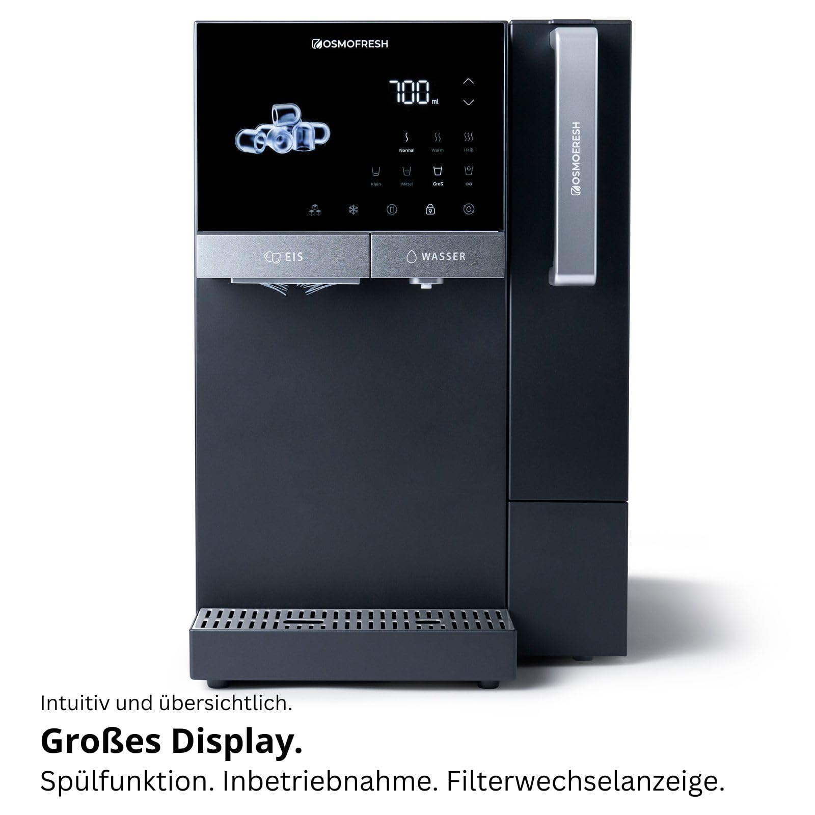 OsmoFresh Fusion Ice | Osmoseanlage mit Eiswürfelmaschine | gekühltes Wasser (bis 1°C) | kochend heißes Wasser | stufenlos | sehr wenig Abwasser | mit UV | 7-Fach Filterung | Mineralisierung