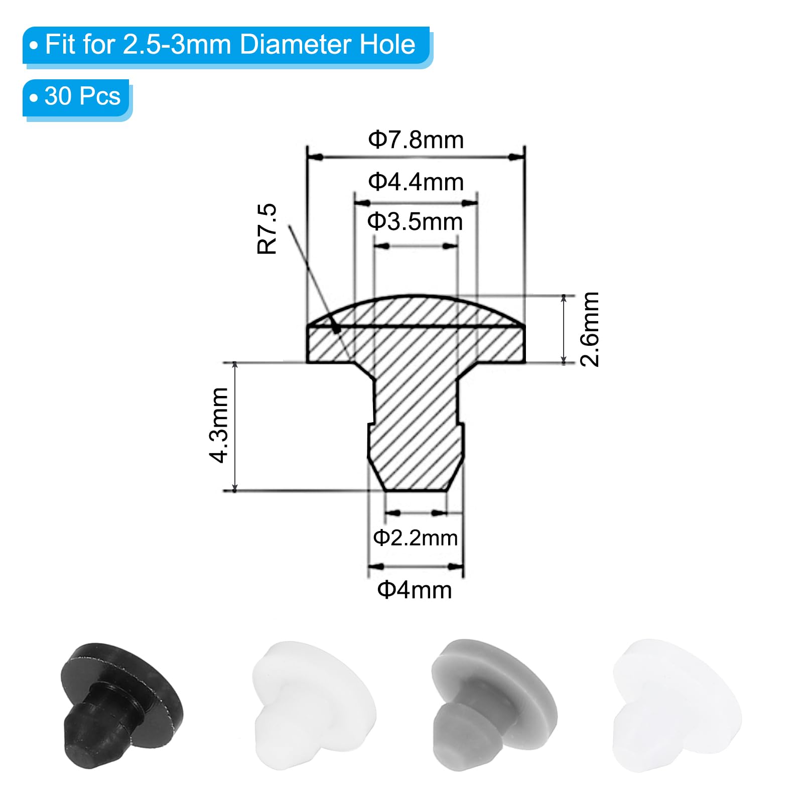 PATIKIL 3.5mm Diameter Silicone Round Snap - Image 2