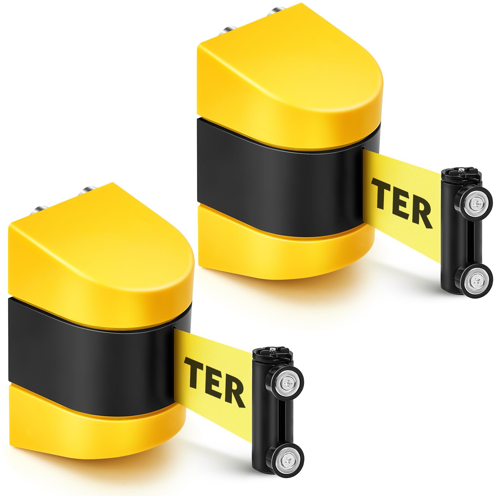 Barydat 2 Pcs 16.4 ft Magnetic Retractable Wall Mount Barrier Crowd Control Safety Caution Do Not Enter Belt with ABS Case for Grocery Retail Store