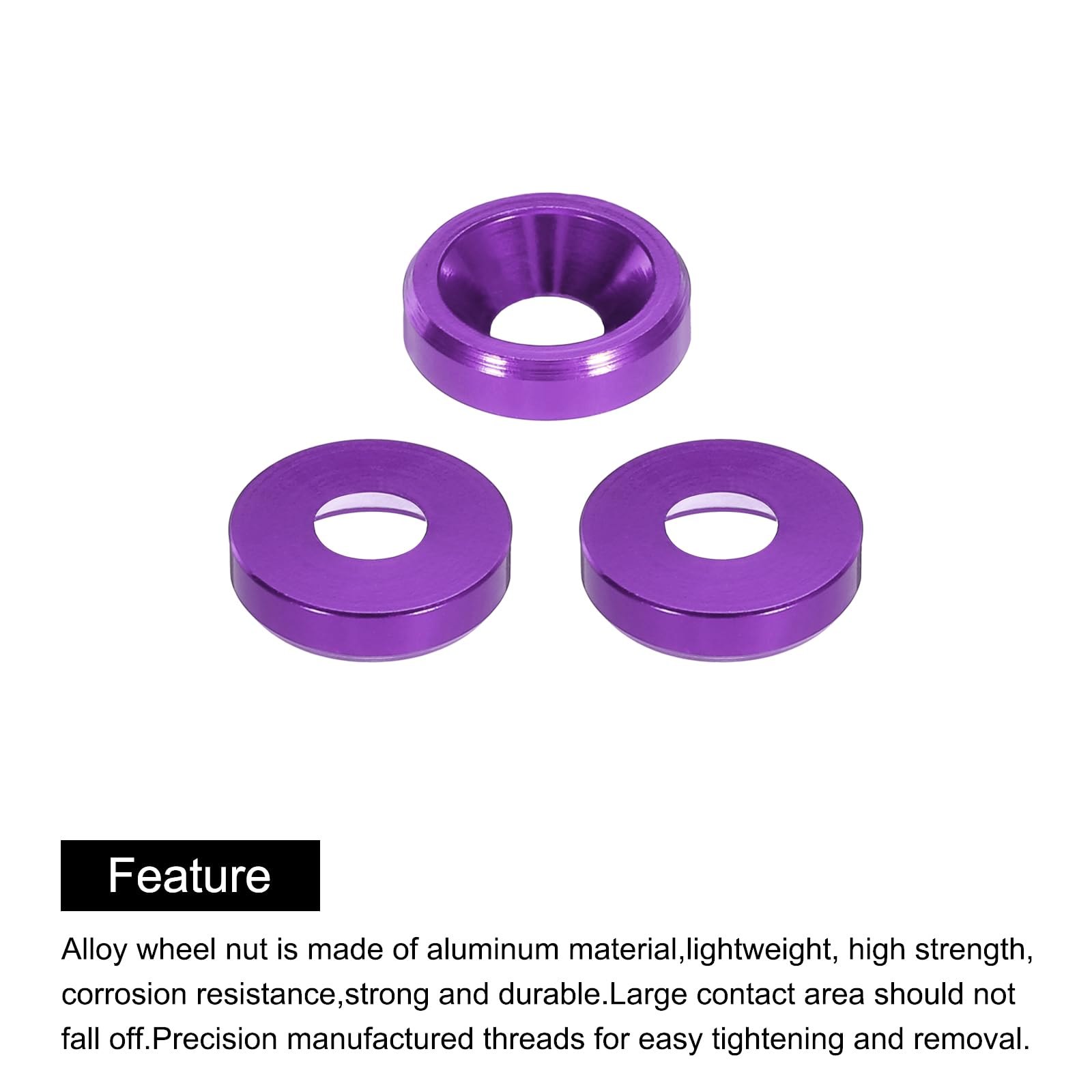 QUARKZMAN Podkładki stożkowe M3 Dia otwór 3,1 mm/0,12 uszczelki aluminium uszczelka podkładka głowica kubek do śrub Rc/Fpv/szt/dron mechaniczne części model 20 szt. (fioletowy)