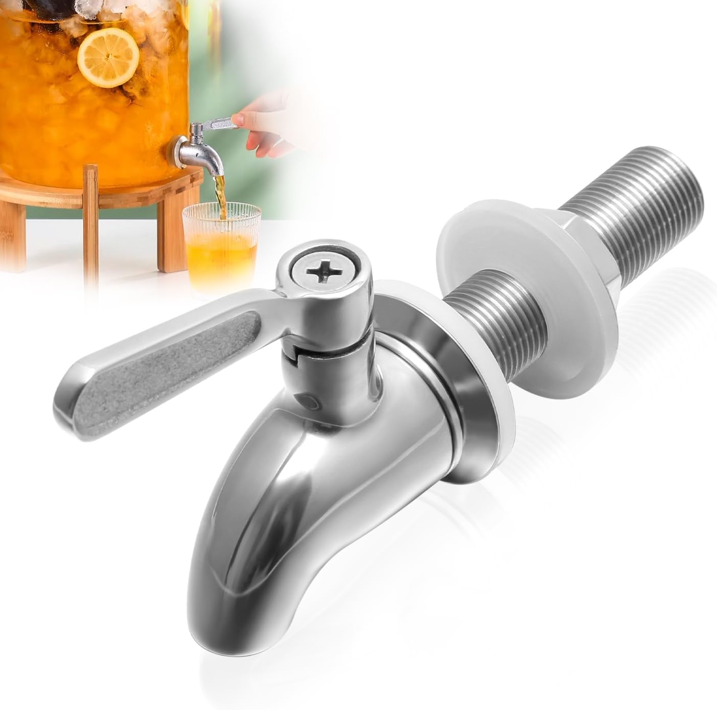 Drink Dispenser Tap Replacement, 304 Stainless Steel Beverage Dispenser