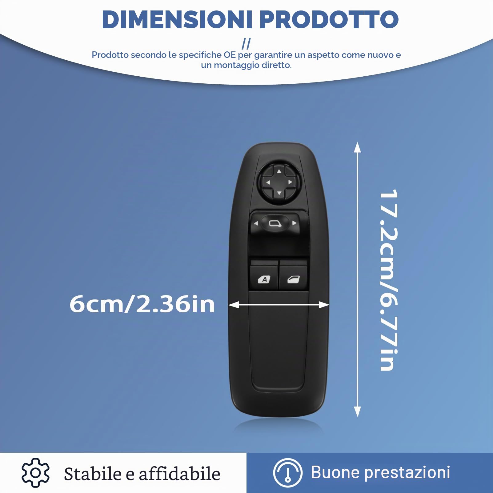 Pulsantiera Interruttore alzacristallo elettrico per P-eugeot 208 2015-2022, 2008 2013-2022, 3008/5008 2018 96751127ZD Master Control Power 96751120ZD