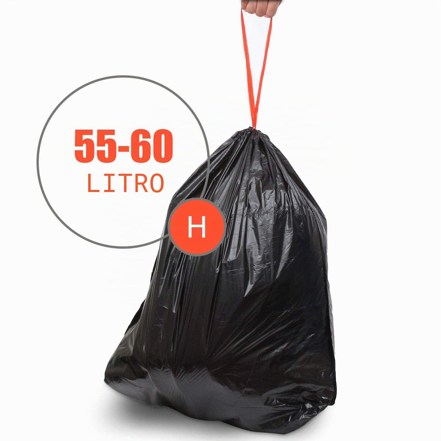 ASelected 200 Piezas Bolsas de Basura 50L 60L Autocierre Negro | Autocierre para cocina y oficina con base antifugas, 10 rollos negros resistentes y asas de transporte