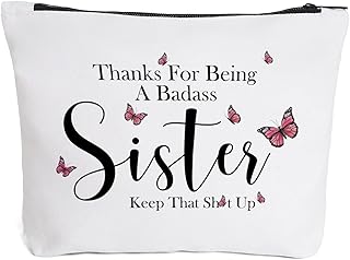 Funny Sister Gifts from Sisters, Brother, Sister Birthday Gifts, Gift for Sister Soul Sister Gifts Big Little Girl Makeup Bag-Thanks for Being Sister