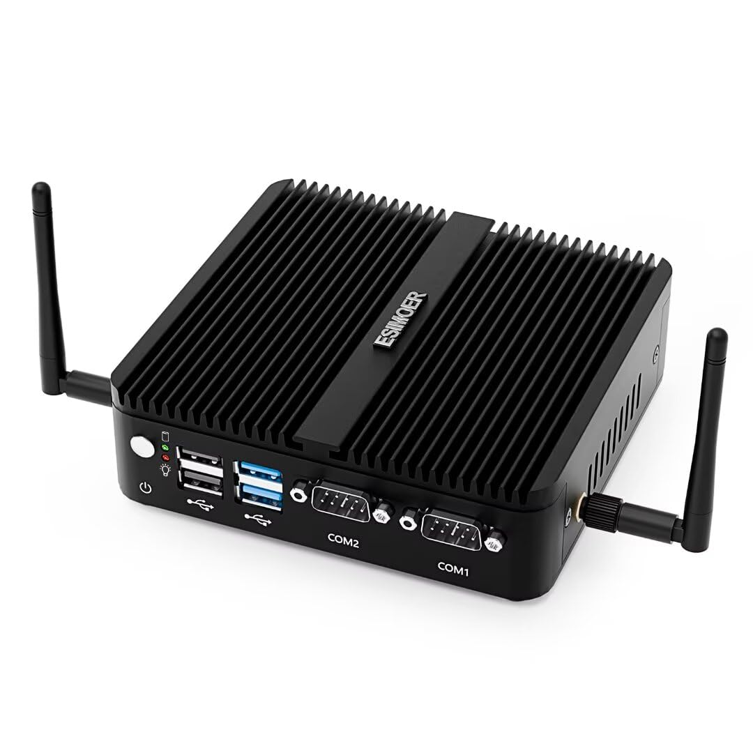 Mini PC Industrial Win 11 sin Ventilador Alder Lake N100, 16GB RAM 256GB SSD, Gigabit Ethernet, HD VGA Doble Pantalla, 2 RS232 COM, WiFi, BT para Empresas Industrial