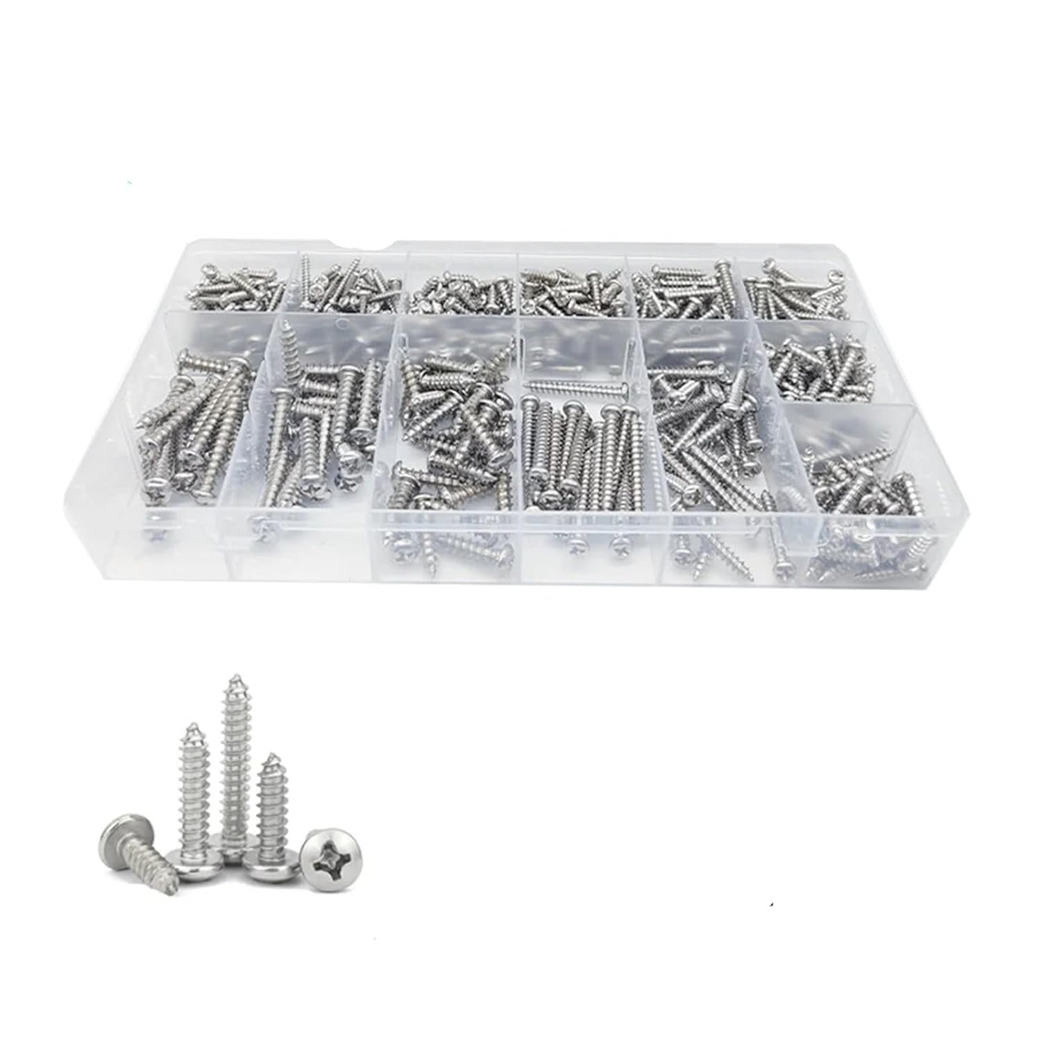 450/500Pcs Stainless Steel Screws Self Tapping Round Pan Head Phillips Screw M2.9 M3.5 M4 .2 .8 M5 Woodworking(500pcs)