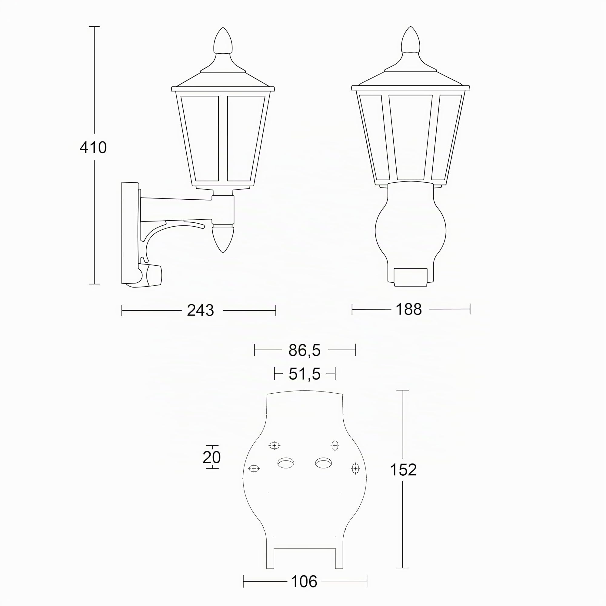 Steinel L 15 blanco - Farol de pared exterior con 180° detector de movimiento, Farolillo Sensor con potencia de máx. 60 vatios, Iluminación de exterior, Aplique con diseño clásico, 617912