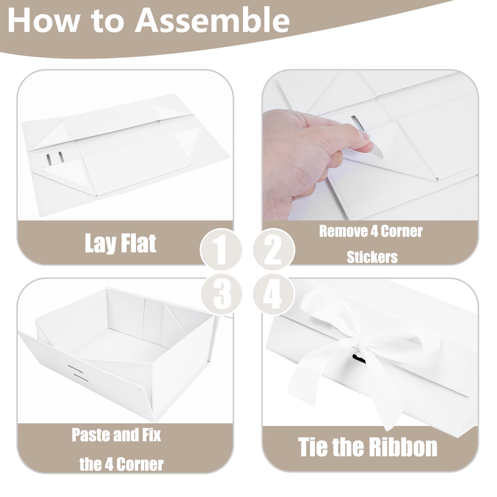 Aimyoo Confezione da 5 scatole regalo bianche grandi con nastro, 29,2 x 21,8 x 10,4 cm, scatola regalo per testimone dello sposo, con coperchi con chiusura magnetica, scatola rettangolare pieghevole