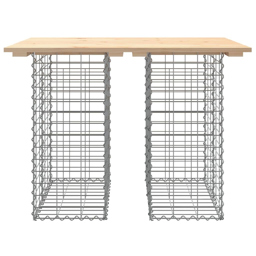 Banco de jardín de madera maciza de pino con base de gavión, 100 x 70 x 72 cm, robusto, banco de exterior para jardín, terraza y balcón