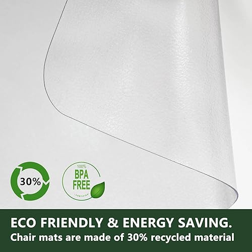Miniatura 5 de Tapete para silla para suelo de madera dura, 30 x 48 pulgadas, transparente, antideslizante, tapete para silla de escritorio, fácil deslizamiento,