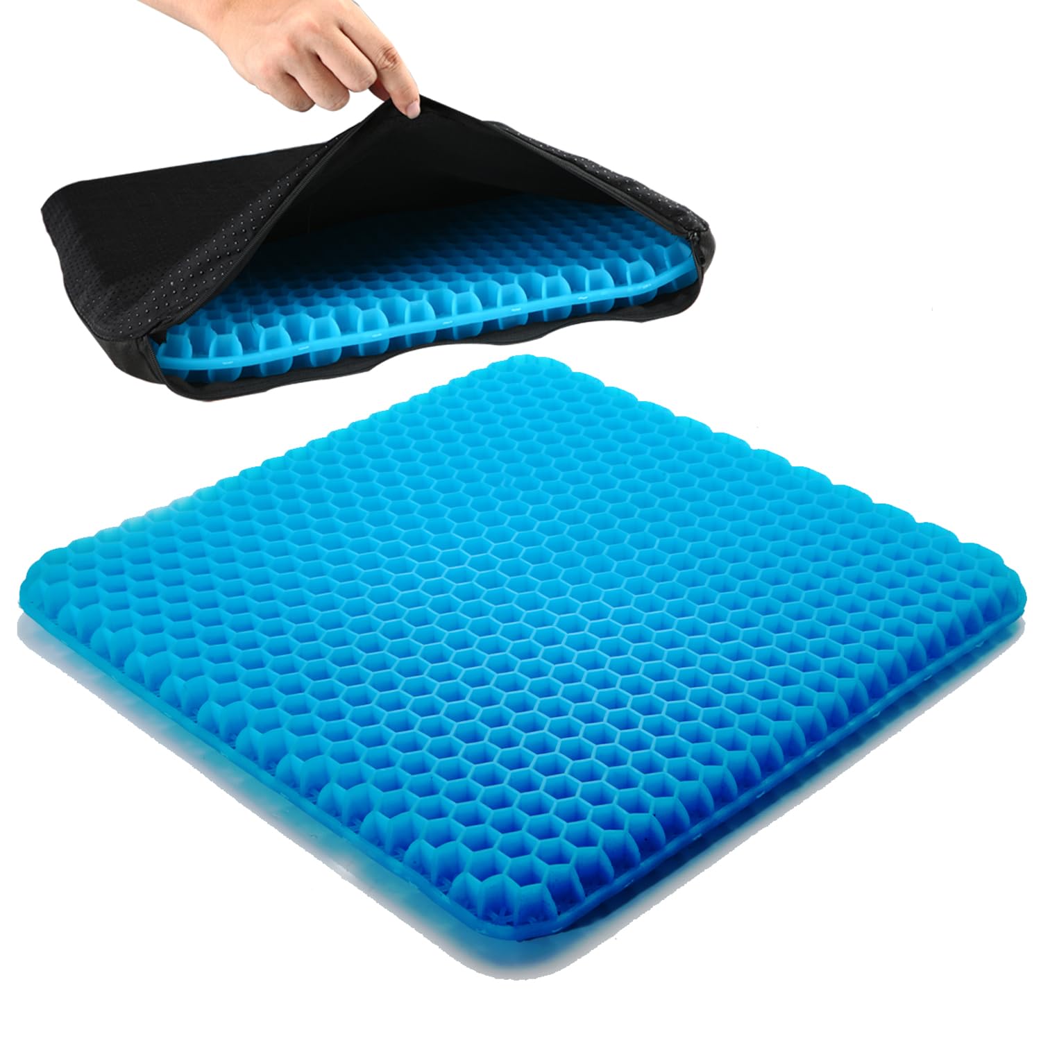 TONIINT Enhanced Large Gel seat Cushion with Non-Slip Cover,Chair Cushion,Car seat Cushion,Office seat Cushion,Gel Cushion Wheelchair,Seat Cushion for Desk Chair,Wheelchair Cushion,Soft & Breathable