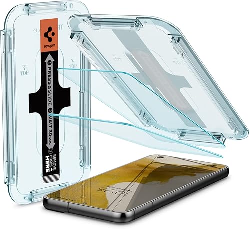 Spigen Protector de pantalla de vidrio templado [Glas.tR EZ Fit] diseñado para Galaxy S22 [compatible con fundas], paquete de 2