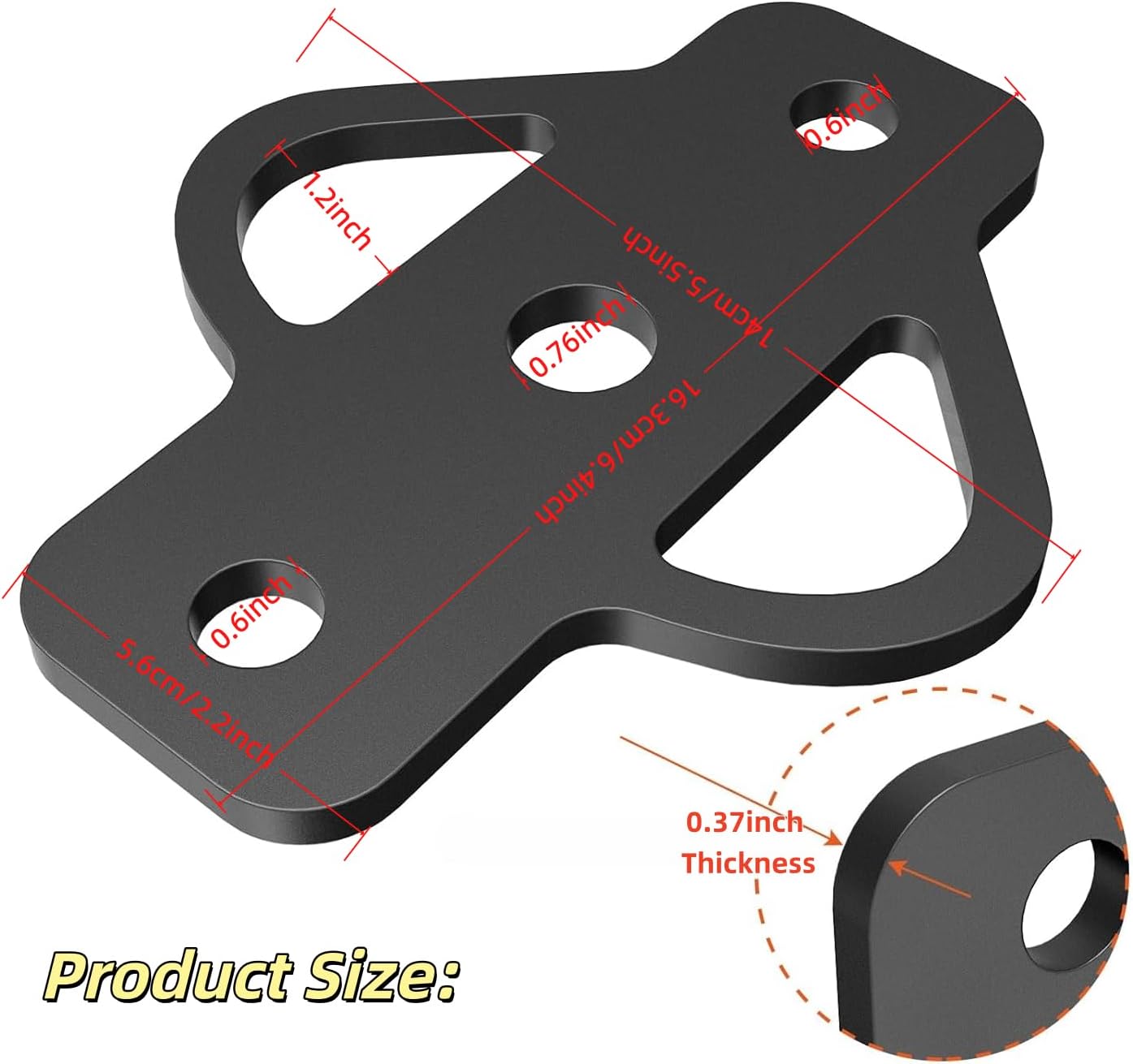 3-Way Trailer Hitch Adapter Steel Hitch Receiver Mount with Bolt for Golf Cart Garden Tractor ATV Lawn Mower Flat Towing Tow Ball Mount(Black)