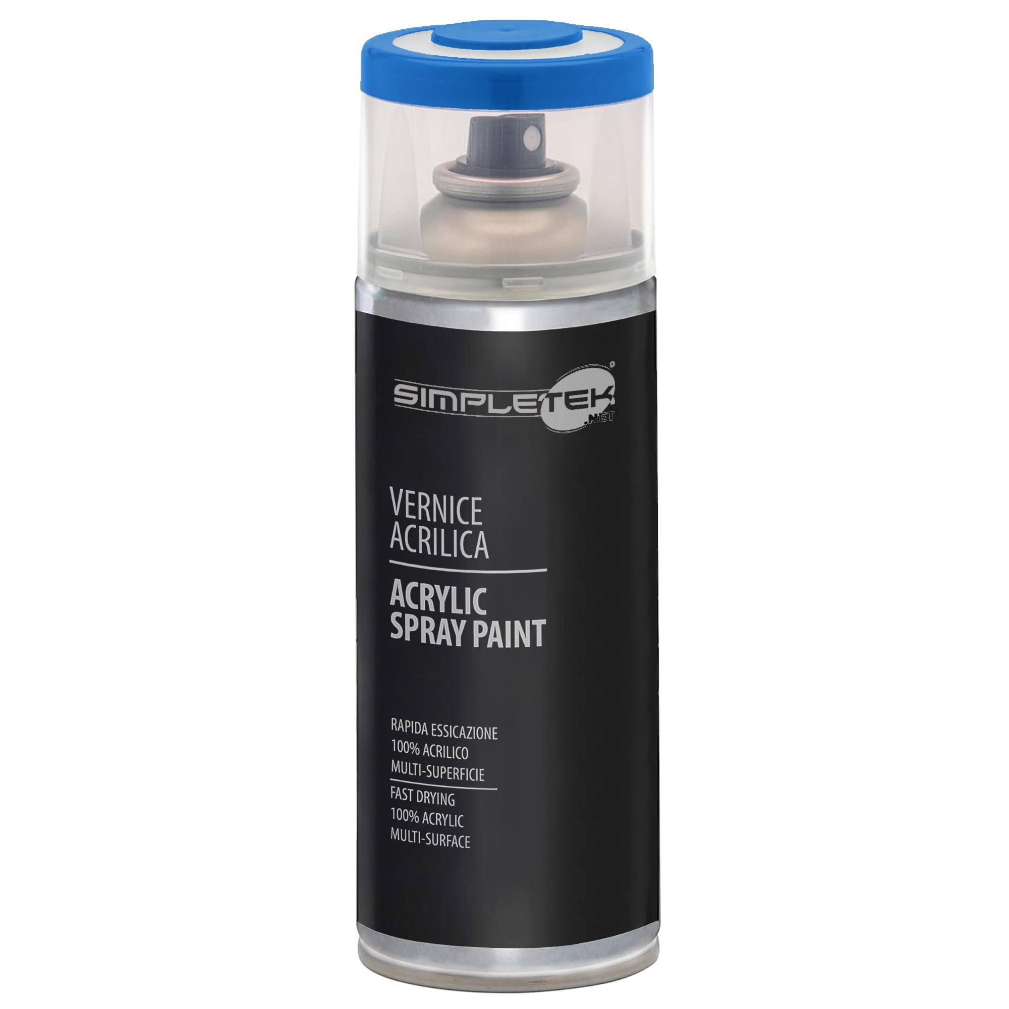 SIMPLETEK - 6X Bomboletta Vernice Spray Acrilico Blu Traffico RAL 5017 Universale Multimateriale Rapida Asciugatura Interni Esterni 400ml (kit 6 pezzi)