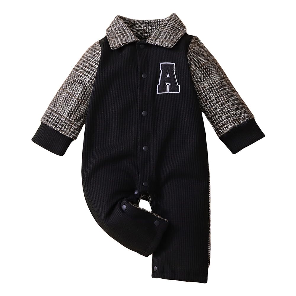 Boys Full Sleeves Black Contrast Sleeve Button Up Bodysuit-image-37