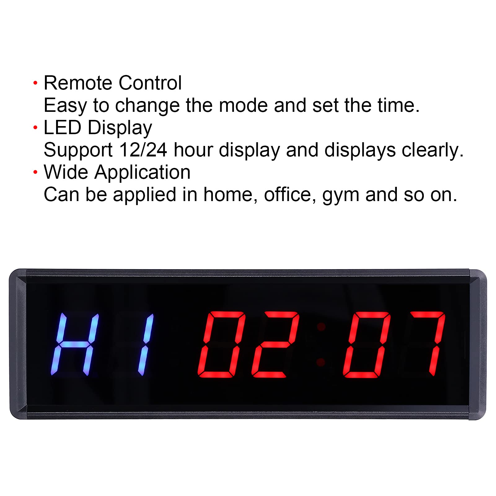 Greensen Minuterie de Gymnastique 15 Pouces, Horloge Murale Numérique LED, Minuterie D'intervalle, Volume, Minuterie D'entraînement Physique avec Télécommande pour L'entraînement à Domicile
