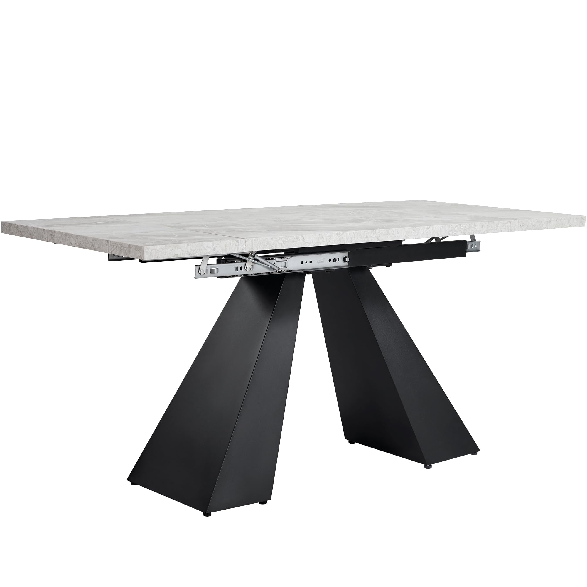 Mesa de comedor telescópica (99-159 x 74 cm), mesa de comedor extensible, mesa de cocina que ahorra espacio, amplia superficie de trabajo, diseño flexible, para oficina en casa y salón, mesa gris con