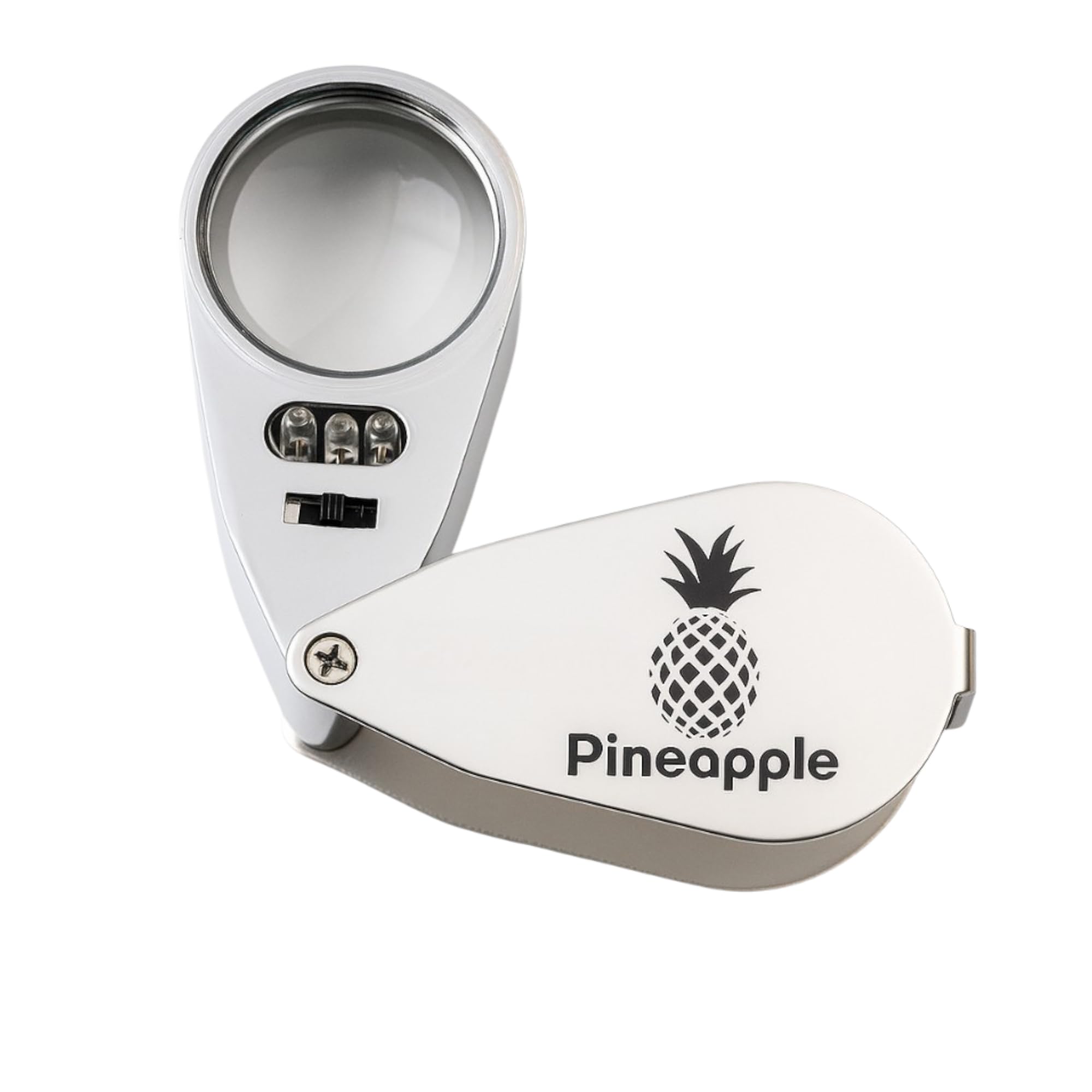 Pineapple Lupa 40X Jewelers con luz, Lupa con luz UV, Lupa de Bolsillo de Metal iluminada por LED para Joyas, Plantas, Monedas, Monedas, Diamantes, Sellos