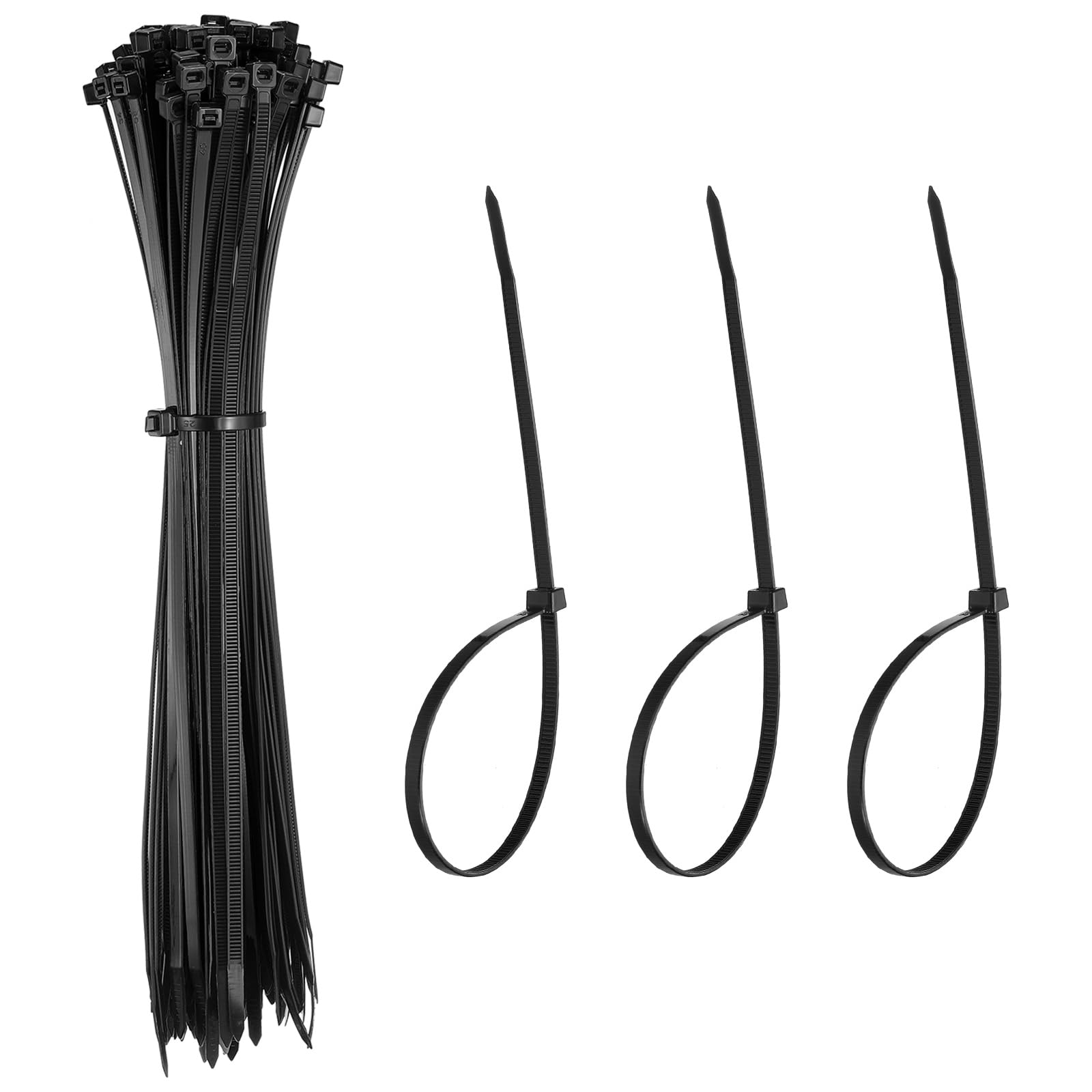 YELARXI Zip Ties Plastic Cable Ties, Self-Locking Wire Zip Tie 12 Inch Fit for Home Garden Office Workshop Travel - (100 Pack, Black)