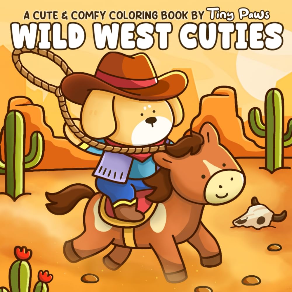 Wild West Cuties: Frontier Life Coloring Book for Adults and Teens Featuring Super Cute Animal Characters in Rodeo Adventures for Relaxation