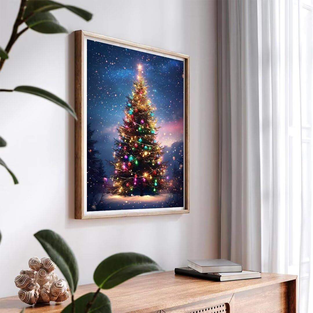 Pintura por Numeros árbol de Navidad Pintar por Numeros Adultos Niños, Paint by Number Kit con Pinceles y Pinturas Acrilicos, Cuadros por Numeros, Decoración para el Hogar (Sin Marco) 100x70cm w-4024